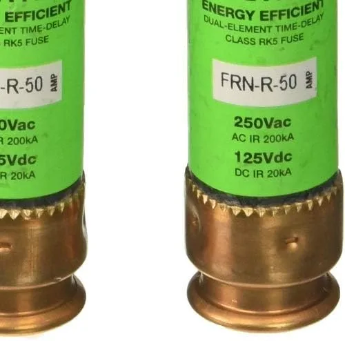 Vista 3 de Bussmann BPFRN-R-50 Fusetron de 50 amperios de doble elemento de retardo de corriente limitante de corriente de limitación de corriente RK5, 250V