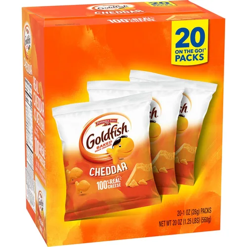 Vista 9 de Goldfish Galletas de Queso Cheddar, Galletas de Snack Horneadas, Paquetes de Snack de 1 onza para Llevar, Caja de 20