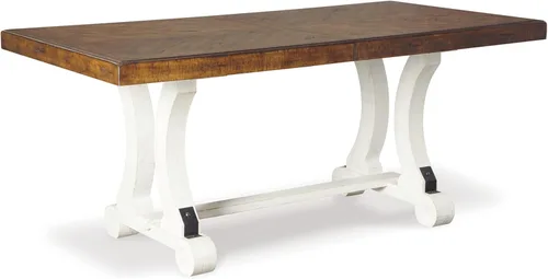 Vista 13 de Signature Design by Ashley Valebeck - Mesa de comedor de altura de mostrador de 36 pulgadas estilo rústico de granja de dos tonos – Marrón/Blanco