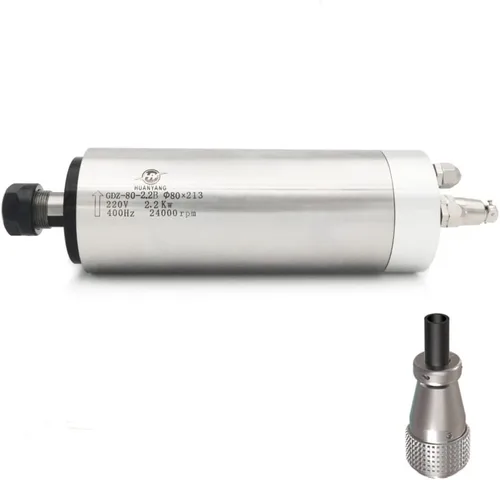 Motor refrigerado por agua del eje del CNC 220V 2.2KW 24000RPM 400hz Φ80mm ER20 3-rodamientos para la máquina de grabado