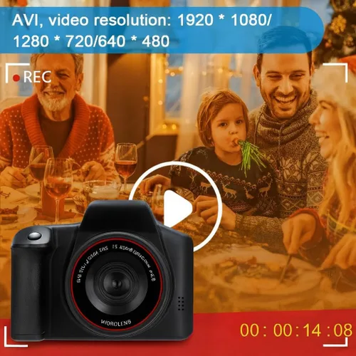 Vista 2 de Acuvar Cámara Digital de 16MP Estilo Mini SLR Cámara Compacta con Tarjeta SD de 32GB, Lector de Tarjetas, Portador de Tarjetas LCD de 2.4" Zoom 16X