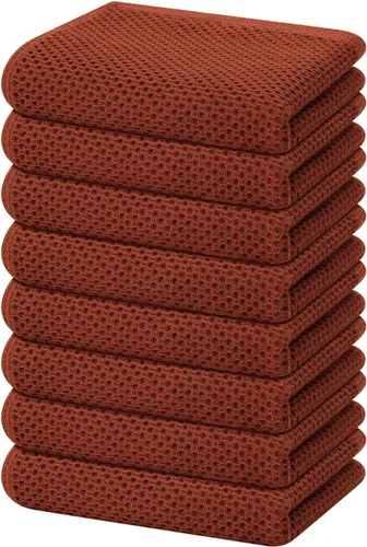 Vista 37 de Homaxy Paños de cocina de 100% algodón con tejido de gofre, ultra suaves, absorbentes, de secado rápido, 12 x 12 pulgadas, paquete de 6, amarillo