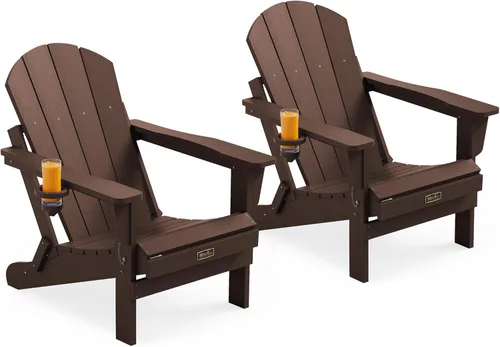 Vista 47 de SERWALL Silla Adirondack plegable resistente a la intemperie, sillas de patio al aire libre, sillas Adirondack pintadas, juego de 2, color azul Aruba