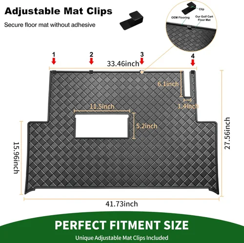 Vista 6 de Golf Cart Floor Liner Mat 8mm Thick Rubber Full Coverage Fit for Club Car Precedent 2004-2025 / Onward & Tempo 2017-2025 / Villager & V4L 2019-2025