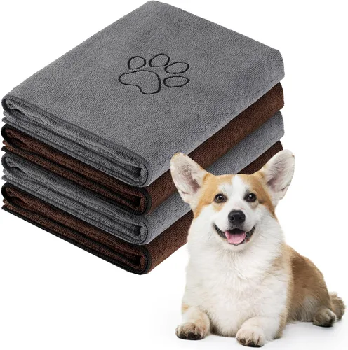 Vista 11 de Chumia Paquete de 4 Toallas para Perros para Secar Perros Grandes, Herramientas de Aseo de Microfibra Absorbentes y Suaves, Suministros de Baño