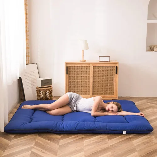 Vista 139 de Colchón futón japonés de piso gris constelación, de piso tatami, portátil, para acampar, para niños, sofá cama plegable enrollable con protector