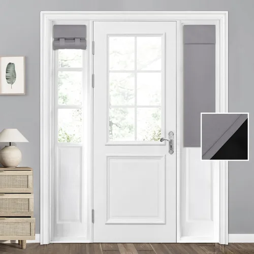 Vista 52 de HOMEIDEAS Cortinas 100% Opacas para Luces Laterales de Puerta Principal, Cubierta de Ventana de Puerta de Aula, Persianas de Privacidad