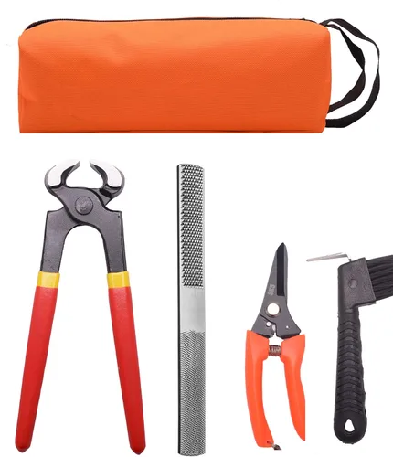 Kit de herramientas de pezuña de herrador de 8 pulgadas (5 piezas) Mini Rasp Hoof File Cabra Cerdo Equino Metal Tijeras Herradores Pezezuela