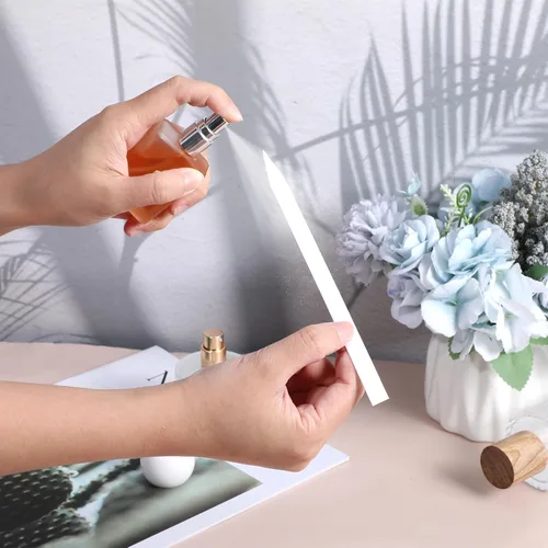 Vista 2 de 2200 tiras de fragancia, tiras de prueba de perfume desechables, aceites esenciales de color blanco, probador de papel, aromas, tarjeta de prueba