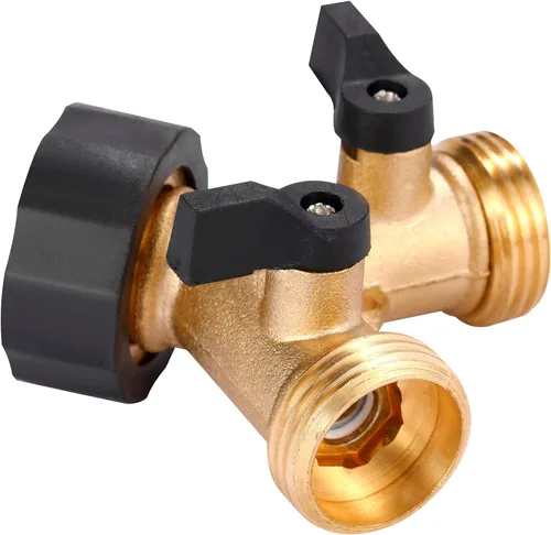 Vista 5 de Divisor de Manguera de Jardín de 2 Vías Heavy Duty, Conector en Y Adaptador de Manguera de Jardín de Latón, Divisor de Llave de Manguera con 2