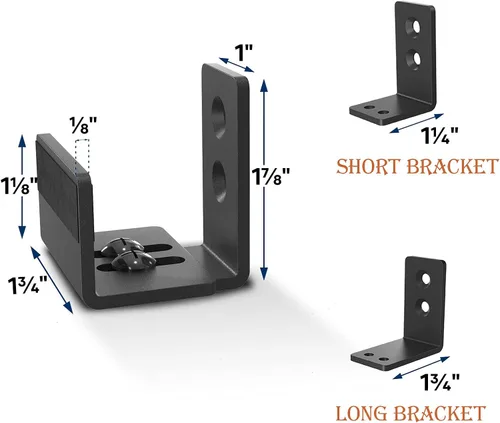 Vista 7 de EaseLife Guía de piso inferior para puerta corrediza de granero, forma de U, distancia de ajuste ajustable flexible, diseño inferior plano al ras