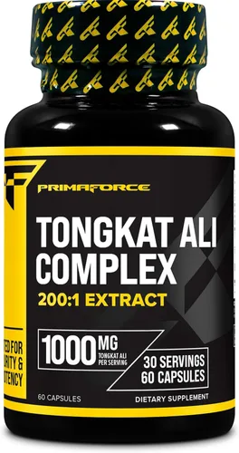 Primaforce Tongkat Ali (1000 MG) 60 cápsulas - Complejo de extracto 200:1, 30 porciones