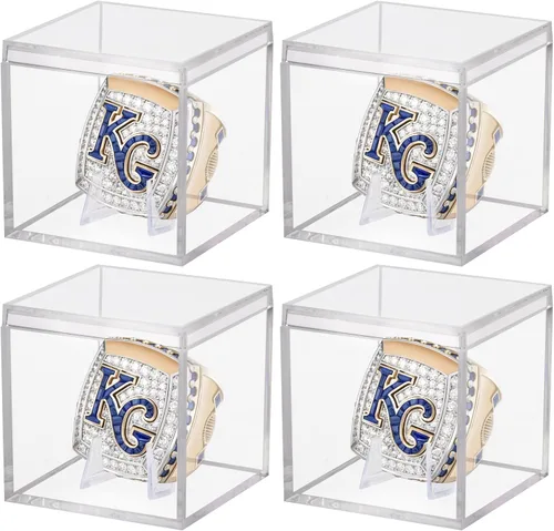 Vista 17 de Hooqict Estuche de exhibición de anillo de campeonato de acrílico transparente, caja de exhibición con protección UV con base para deportes