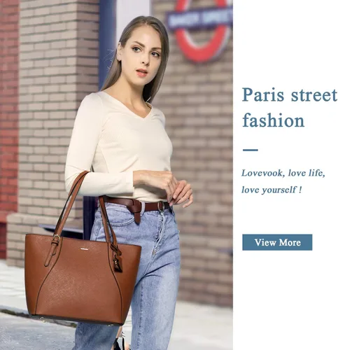 Vista 2 de Bolsas para mujer para llevar al hombro una bolsa grande una tipo cartera una tipo vagabundo juego de 3 piezas