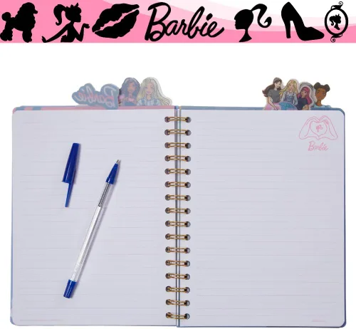Vista 7 de Barbie - Cuaderno de pestañas encuadernado en espiral, 96 páginas rayadas, 8 x 7 pulgadas, morado