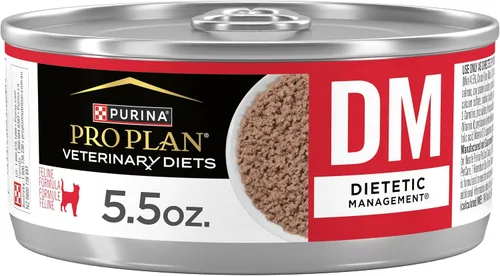 Purina Pro Plan Veterinary Diets DM Dietetic Management - Alimento húmedo para gatos de fórmula felina (paquete de 24) latas de 5.5 onzas