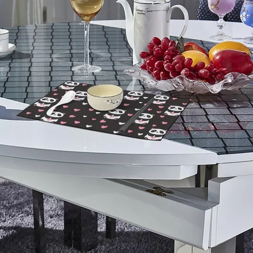 Vista 4 de Panda Print Placemats Set of 6 Resistant Table Mats Washable Place Mats for Dinner Party Table Decoration