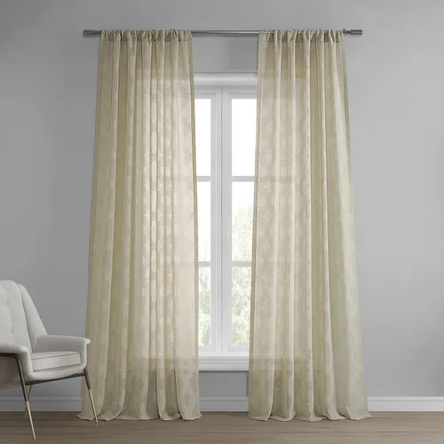 Vista 11 de HPD Half Price Drapes Cortinas transparentes de lino estampado para sala de estar 50 X 84 (1 panel), SHCH-11701-84, Calais Tile Azulejo Calais