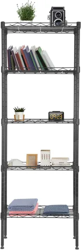 Vista 26 de PayLessHere Estante de alambre de 5 niveles con ruedas 14 x 30 x 60 pulgadas Negro Estantes ajustables Estantes de almacenamiento de alta