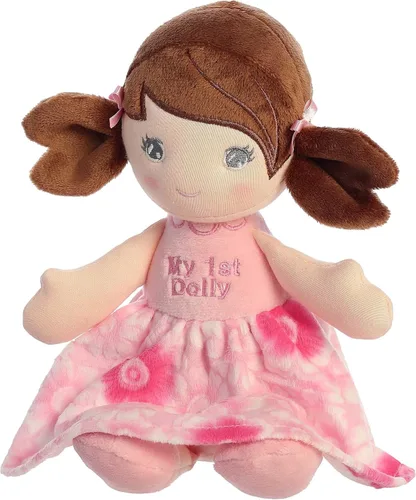 Vista 3 de Aurora® Elegante muñeca de peluche morena bebé - Juego imaginativo - Compañeros elegantes - Rosa 12 pulgadas