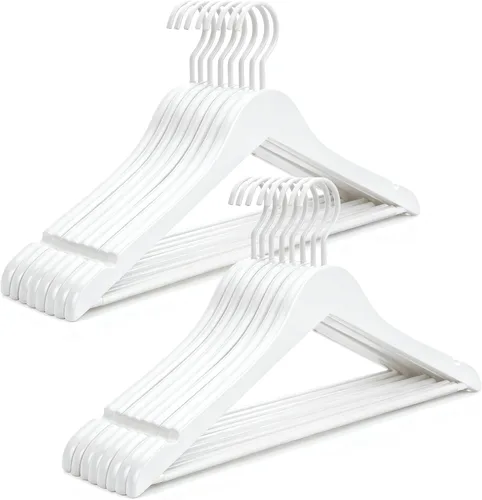 Vista 11 de TOPIA HANGER - Juego de perchas de madera premium, perchas de madera de lujo boutique con gancho extra grueso y barra antideslizante
