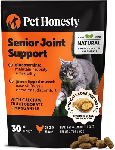 Suplemento para articulaciones para gatos mayores, crujiente cremoso para cadera + articulación para gatos, alivia la rigidez de la movilidad con