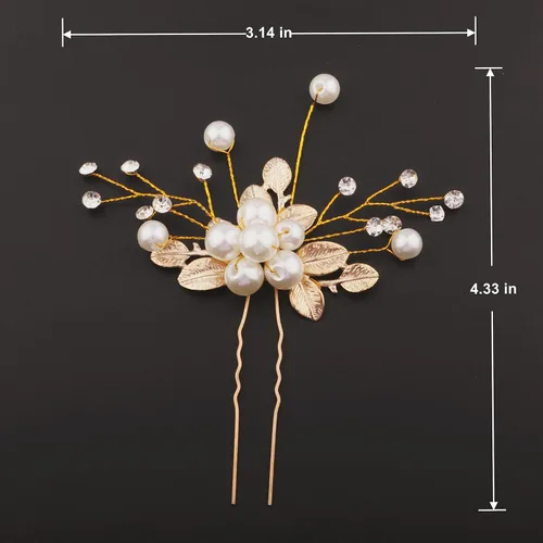 Vista 3 de 4 piezas de horquillas, accesorios florales para el pelo para bodas, para mujeres y niñas - Accesorios de pelo con flores de perlas para bodas