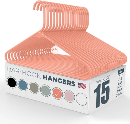 Vista 68 de Perchas de plástico fuertes hechas en Estados Unidos a granel, 20, 30, 50, 100 unidades, disponibles, para ropa de lavandería, perchas de plástico