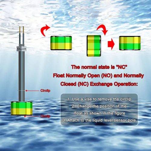 Vista 5 de Aopin Interruptor de sensor de nivel de agua de acero inoxidable, sensor de nivel de líquido, controlador de flotador de bola de plástico para bomba