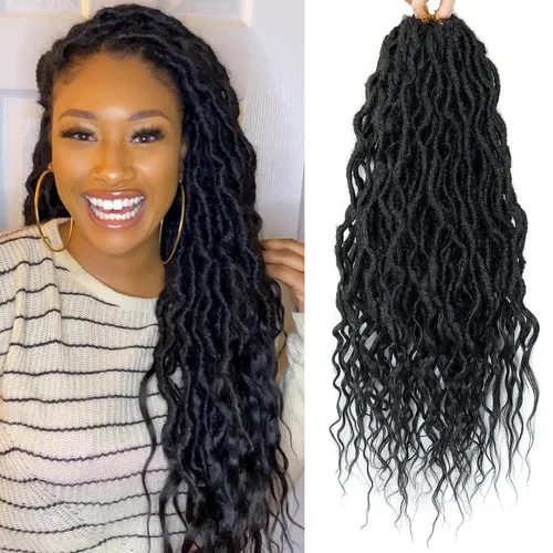 Vista 27 de 8 paquetes de rastas de cabello sintético de ganchillo de 18 pulgadas, rastas sintéticas boho con extremos rizados, cabello de ganchillo de rastas