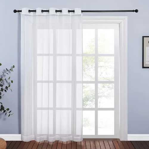 Vista 47 de NICETOWN Cortina transparente para puerta de patio, cortina vertical de gasa, panel de cortina extra ancho, tratamiento de ventana para puerta Gris