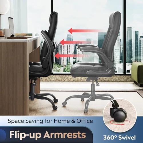 Vista 5 de DEVAISE Silla ejecutiva de oficina para computadora, silla de escritorio ergonómica de respaldo alto con reposabrazos abatibles ajustables, soporte