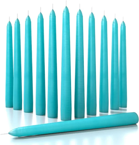 Vista 18 de CANDWAX Velas cónicas de 8 pulgadas, juego de 12 velas sin goteo, color azul oscuro