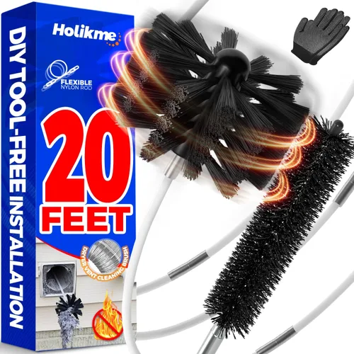 Vista 9 de Holikme - Kit de limpieza para conducto de secadora de 30 pies, cepillo flexible para pelusa con accesorio para taladro, cepillos para chimeneas se
