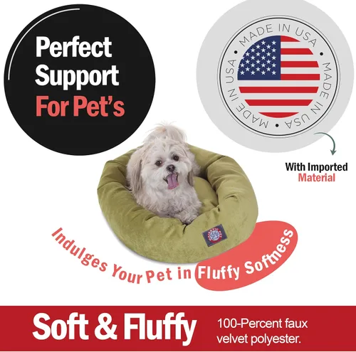 Vista 2 de Majestic Pet Cama para perros calmante de microterciopelo de 24 pulgadas, lavable – Cama redonda suave y acogedora para perros con soporte