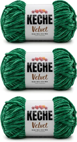Vista 50 de Keche Hilo de terciopelo para ganchillo, manta de felpilla suave, voluminosa, hilo amigurumi, 3.53 oz (132 yardas), color azul bebé