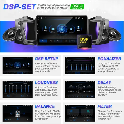 Vista 4 de Para RAV4 Actualización Android Radio Pantalla Táctil Compatible con Carplay Android Auto, Coche Estéreo Bluetooth Navegación Media Player GPS WiFi