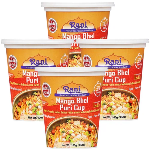 Vista 13 de Rani Roasty Bhel Puri Cup (bocadillo indio picante y crujiente con deliciosos chutneys indios) 3.5 oz (100 g), paquete de 2 ~ Listo para comer