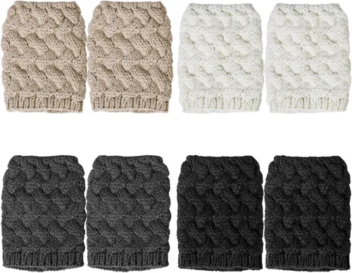 Vista 2 de Loritta 2-4 Pairs Womens Boot Socks Winter Warm Crochet Knitted Boot Cuffs Topper Socks Short Leg Warmers Gifts