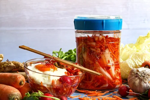 Vista 6 de Kefirko Kit completo de fermentación para verduras con libro de recetas (1.4 litros), fermentación de frutas, verduras, chucrut, kimchi y más