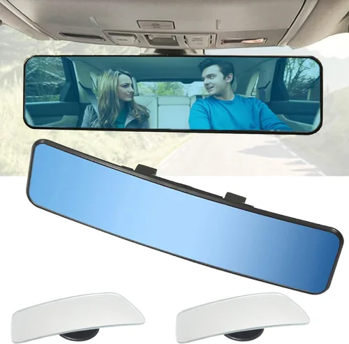 Vista 9 de Kitbest - Espejo retrovisor, universal con clip, gran angular, antirreflejos, tinte azul para automóvil