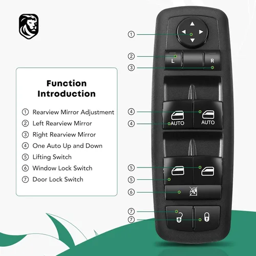 Vista 8 de YHTAUTO Master - Interruptor de ventana eléctrica lateral del conductor para Dodge Ram 1500, Journey, Grand Caravan, Jeep Liberty, Chrysler Town &