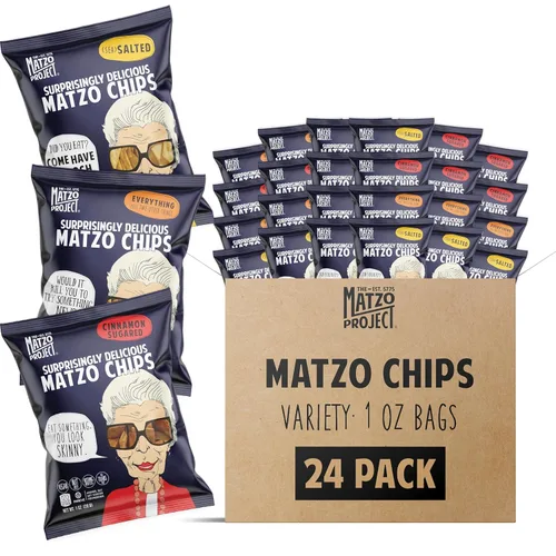 Vista 10 de The Matzo Project Chips de matzo crujientes, sabor a azúcar de canela, vegano, sin nueces, paquete de 24 bocadillos a granel, 1 onza cada uno