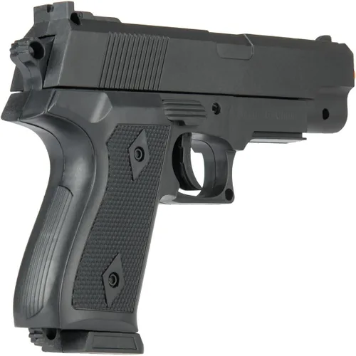 Vista 5 de Paquete de 2 pistolas de aire comprimido BB de 7 pulgadas con resorte de polímero, diseñadas para uso en películas y disfraces.