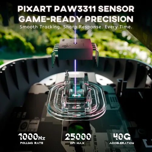 Vista 5 de ATTACK SHARK G3 - Mouse inalámbrico para juegos, Tri-Mode 2.4G/BT5.2/USB-C, sensor PAW3311, 25,000 DPI, 2.08 oz ligero, 5 botones programables, 500