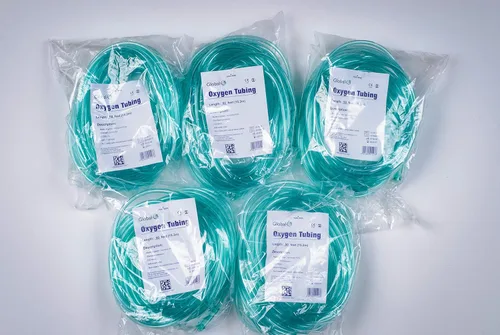 Global Tubo de oxígeno resistente al aplastamiento, tubo de 50 pies (50 pies), color verde, paquete de 5