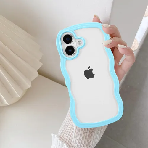 Vista 8 de QLTYPRI Funda compatible con iPhone 7/8/SE, bonita funda transparente con marco ondulado rizado para niñas y mujeres, funda protectora de TPU