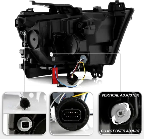 Vista 3 de ACANII - Para [tipo halógeno] 2019-2022 Ram 1500 Tubo LED Negro Señal secuencial LED Dual Proyector Faros Faros Faros