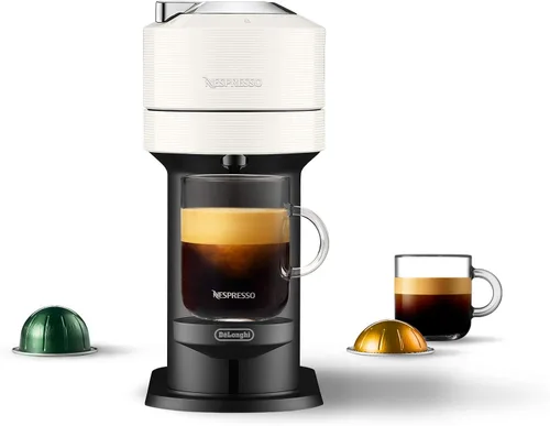 Vista 2 de Nespresso Vertuo Next - Cafetera compacta para café y café expreso de De'Longhi, preparación con un botón, cafetera de una sola porción, color blanco