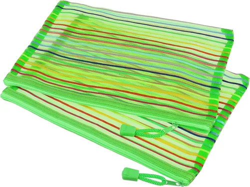 Vista 13 de MECCANIXITY Bolsas de malla con cremallera, estuche colorido A5 para lápices de documentos, organizador de almacenamiento para suministros de Azul